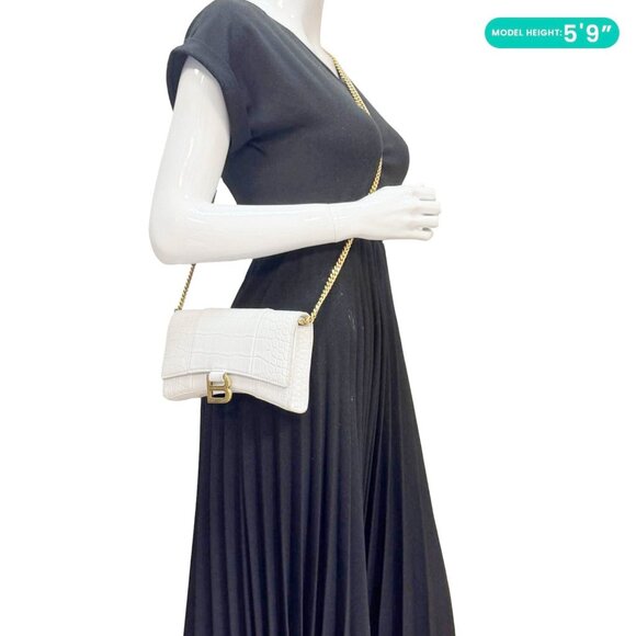 Balenciaga Hourglass Leather Wallet On Chain Bag Off White - Picture 2 of 16